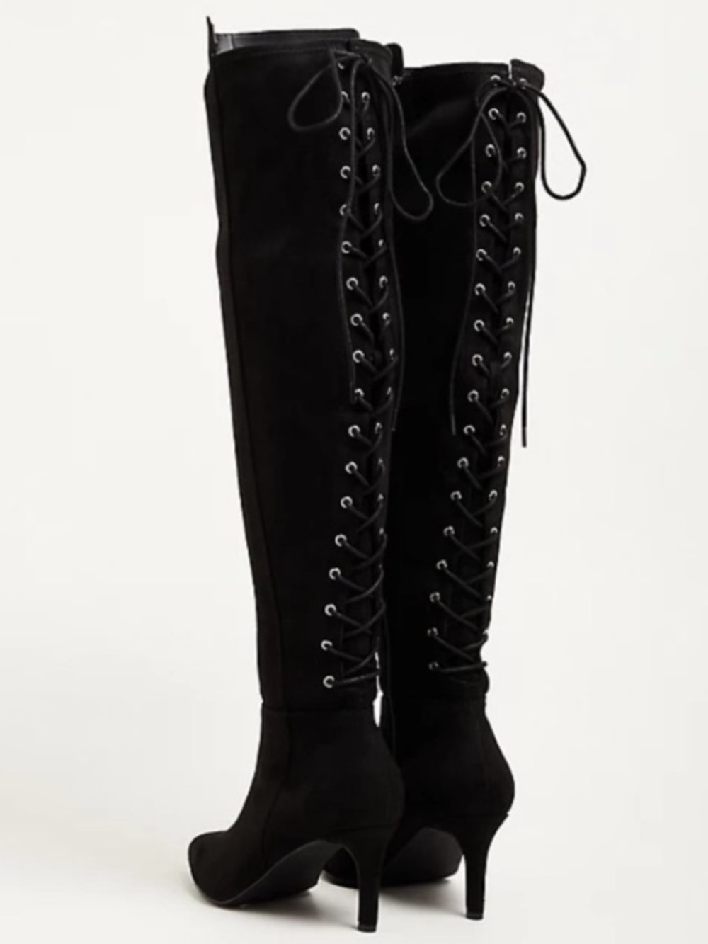 TORRID Black Over-the-Knee Lace-Up Stiletto Boots